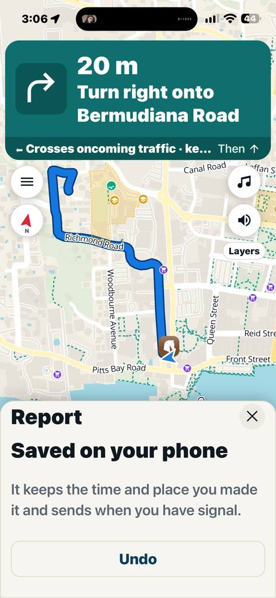 A report saved on the phone to send when there is signal